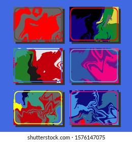 Abstract Fluid creative templates, cards, color covers set. Geometric design, liquids, shapes. Trendy vector collection.