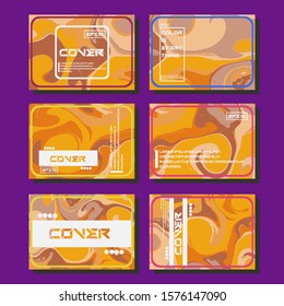 Abstract Fluid creative templates, cards, color covers set. Geometric design, liquids, shapes. Trendy vector collection.