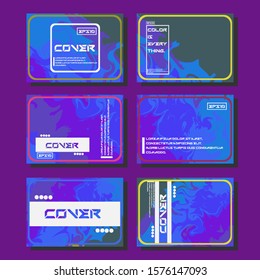 Abstract Fluid creative templates, cards, color covers set. Geometric design, liquids, shapes. Trendy vector collection.