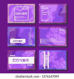 Abstract Fluid creative templates, cards, color covers set. Geometric design, liquids, shapes. Trendy vector collection.