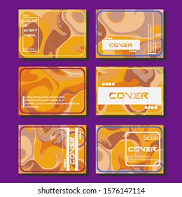 Abstract Fluid creative templates, cards, color covers set. Geometric design, liquids, shapes. Trendy vector collection.