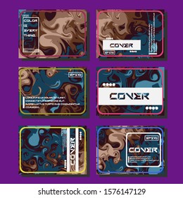 Abstract Fluid creative templates, cards, color covers set. Geometric design, liquids, shapes. Trendy vector collection.