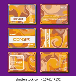 Abstract Fluid creative templates, cards, color covers set. Geometric design, liquids, shapes. Trendy vector collection.