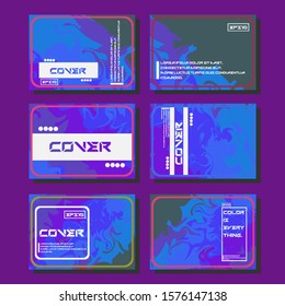 Abstract Fluid creative templates, cards, color covers set. Geometric design, liquids, shapes. Trendy vector collection.