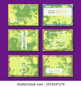 Abstract Fluid creative templates, cards, color covers set. Geometric design, liquids, shapes. Trendy vector collection.