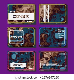 Abstract Fluid creative templates, cards, color covers set. Geometric design, liquids, shapes. Trendy vector collection.