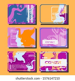 Abstract Fluid creative templates, cards, color covers set. Geometric design, liquids, shapes. Trendy vector collection.