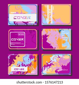 Abstract Fluid creative templates, cards, color covers set. Geometric design, liquids, shapes. Trendy vector collection.