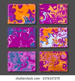 Abstract Fluid creative templates, cards, color covers set. Geometric design, liquids, shapes. Trendy vector collection.
