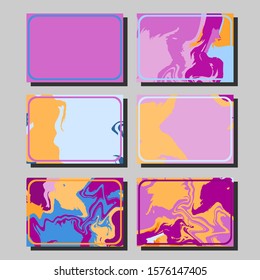 Abstract Fluid creative templates, cards, color covers set. Geometric design, liquids, shapes. Trendy vector collection.
