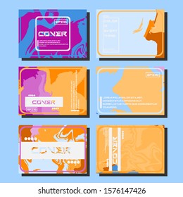 Abstract Fluid creative templates, cards, color covers set. Geometric design, liquids, shapes. Trendy vector collection.