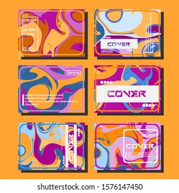 Abstract Fluid creative templates, cards, color covers set. Geometric design, liquids, shapes. Trendy vector collection.