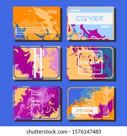 Abstract Fluid creative templates, cards, color covers set. Geometric design, liquids, shapes. Trendy vector collection.