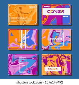 Abstract Fluid creative templates, cards, color covers set. Geometric design, liquids, shapes. Trendy vector collection.