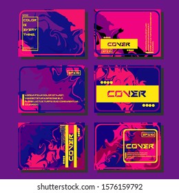Abstract Fluid creative templates, cards, color covers set. Geometric design, liquids, shapes. Trendy vector collection.