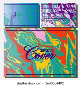 Abstract Fluid creative templates, cards, color covers set. Geometric design, liquids, shapes. Trendy vector collection.