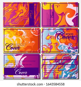 Abstract Fluid creative templates, cards, color covers set. Geometric design, liquids, shapes. Trendy vector collection.