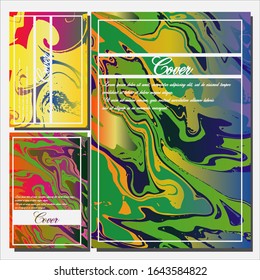 Abstract Fluid creative templates, cards, color covers set. Geometric design, liquids, shapes. Trendy vector collection.