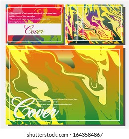 Abstract Fluid creative templates, cards, color covers set. Geometric design, liquids, shapes. Trendy vector collection.
