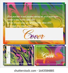 Abstract Fluid creative templates, cards, color covers set. Geometric design, liquids, shapes. Trendy vector collection.