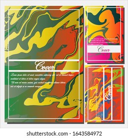 Abstract Fluid creative templates, cards, color covers set. Geometric design, liquids, shapes. Trendy vector collection.