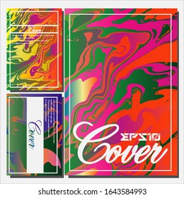Abstract Fluid creative templates, cards, color covers set. Geometric design, liquids, shapes. Trendy vector collection.