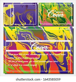Abstract Fluid creative templates, cards, color covers set. Geometric design, liquids, shapes. Trendy vector collection.
