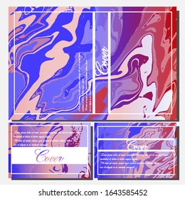 Abstract Fluid creative templates, cards, color covers set. Geometric design, liquids, shapes. Trendy vector collection.