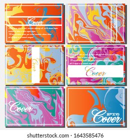 Abstract Fluid creative templates, cards, color covers set. Geometric design, liquids, shapes. Trendy vector collection.