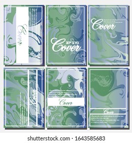 Abstract Fluid creative templates, cards, color covers set. Geometric design, liquids, shapes. Trendy vector collection.