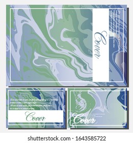 Abstract Fluid creative templates, cards, color covers set. Geometric design, liquids, shapes. Trendy vector collection.
