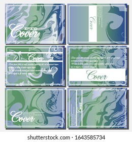 Abstract Fluid creative templates, cards, color covers set. Geometric design, liquids, shapes. Trendy vector collection.
