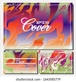 Abstract Fluid creative templates, cards, color covers set. Geometric design, liquids, shapes. Trendy vector collection.