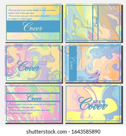 Abstract Fluid creative templates, cards, color covers set. Geometric design, liquids, shapes. Trendy vector collection.