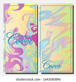 Abstract Fluid creative templates, cards, color covers set. Geometric design, liquids, shapes. Trendy vector collection.