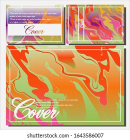 Abstract Fluid creative templates, cards, color covers set. Geometric design, liquids, shapes. Trendy vector collection.