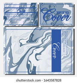 Abstrakte Fluid kreative Vorlagen, Karten, Farbhüllen Set. Geometrisches Design, Flüssigkeiten, Formen. Trendy Vektorillustration Collection.