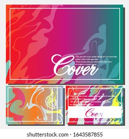 Abstract Fluid creative templates, cards, color covers set. Geometric design, liquids, shapes. Trendy vector collection.