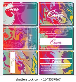 Abstract Fluid creative templates, cards, color covers set. Geometric design, liquids, shapes. Trendy vector collection.