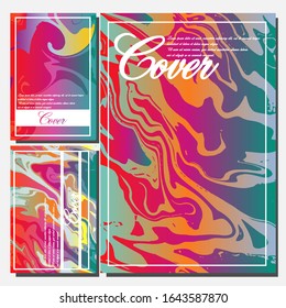 Abstract Fluid creative templates, cards, color covers set. Geometric design, liquids, shapes. Trendy vector collection.