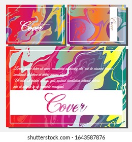 Abstract Fluid creative templates, cards, color covers set. Geometric design, liquids, shapes. Trendy vector collection.
