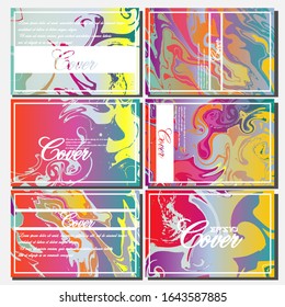 Abstract Fluid creative templates, cards, color covers set. Geometric design, liquids, shapes. Trendy vector collection.
