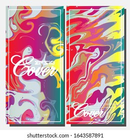 Abstract Fluid creative templates, cards, color covers set. Geometric design, liquids, shapes. Trendy vector collection.