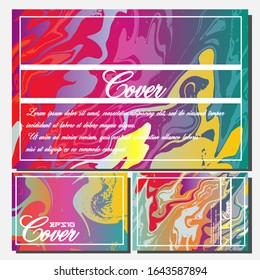 Abstract Fluid creative templates, cards, color covers set. Geometric design, liquids, shapes. Trendy vector collection.