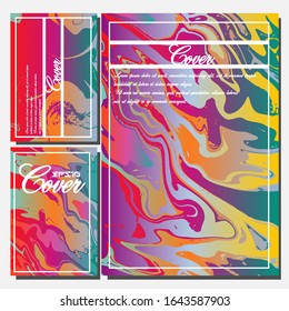 Abstract Fluid creative templates, cards, color covers set. Geometric design, liquids, shapes. Trendy vector collection.