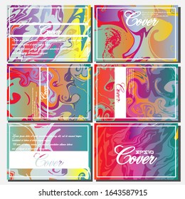 Abstract Fluid creative templates, cards, color covers set. Geometric design, liquids, shapes. Trendy vector collection.