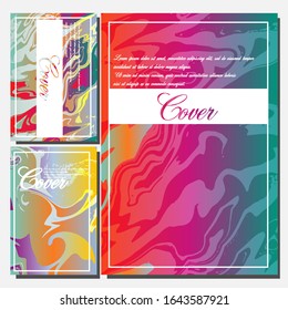 Lista de plantillas creativas, tarjetas, portadas de color de fluido abstracto. Diseño geométrico, líquidos, formas. Colección vectorial de moda.