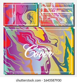 Abstract Fluid creative templates, cards, color covers set. Geometric design, liquids, shapes. Trendy vector collection.