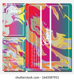 Abstract Fluid creative templates, cards, color covers set. Geometric design, liquids, shapes. Trendy vector collection.