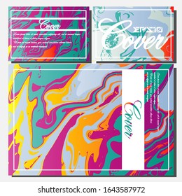 Abstract Fluid creative templates, cards, color covers set. Geometric design, liquids, shapes. Trendy vector collection.